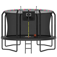 Trampoline Outdoor 12FT Trampoline with Basketball Hoop and LED Lights