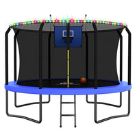 ACWARM HOME Trampoline with Basketball Hoop & LED Lights